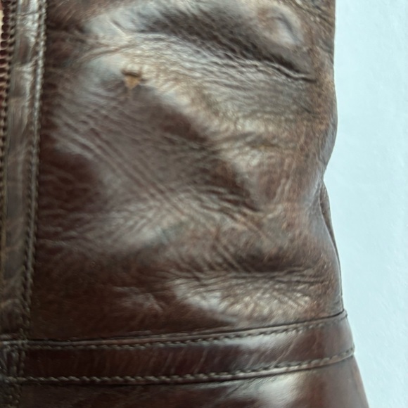 Salvatore Ferragamo KNEE HIGH Leather Boots Side Zip Brown Size 9 Made In Italy - Picture 12 of 16